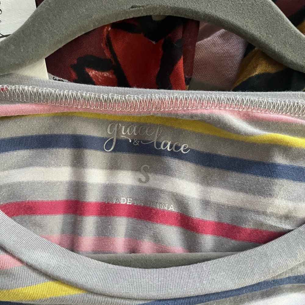 Grace & Lace Multicolor Striped Tee